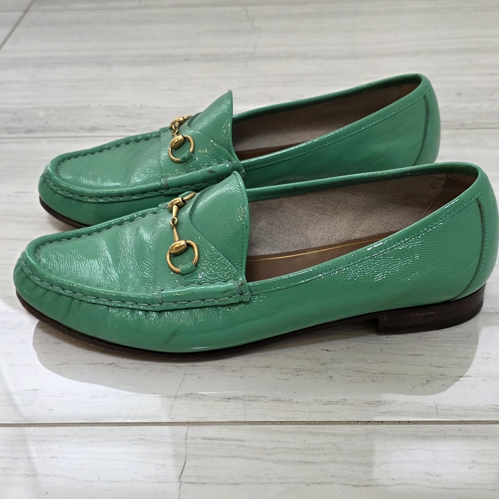 Authentic Gucci Green Patent Leather Horsebit 1953 Loafer Size 41 - Picture 2 of 8